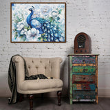 Blue Peacock Puzzles Flower Puzzle for Adults 1000 Pieces, Beautiful Bird Art Jigsaw Puzzles 1000 Pieces Nature Puzzle, Fantasy Green Peacock Painting Puzzle BBOLDIN