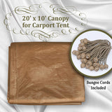 BenefitUSA 10'X20' Carport Canopy Replacement Carport Top Cover for Garage Shelter, w/Ball Bungees, Cover ONLY (Tan) BenefitUSA