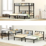 Metal Triple Bunk Bed, Detachable Triple Bunkbed for 3 with Guardrails & Ladder, Twin Over Twin & Twin Bunk Bed Can Be Separated into 3 Twin Beds for Teens, Adults, No Box Spring Needed, Easy Assembly LLS
