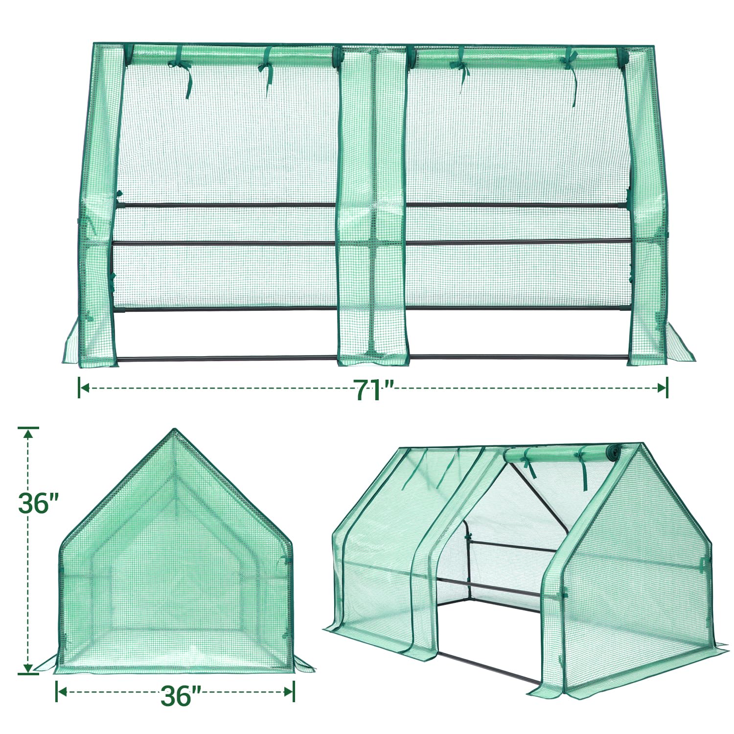 Ohuhu Portable Mini Greenhouse, 71"x36"x36" Greenhouses for Outdoors with Dual Large Zipper Doors & Ground Stakes, Waterproof & UV Protected Plastic Green House for Outside Garden Patio Backy - WoodArtSupply