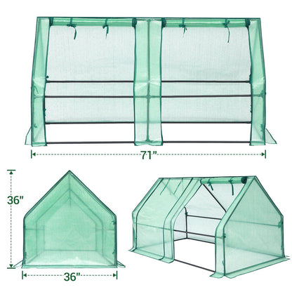 Ohuhu Portable Mini Greenhouse, 71"x36"x36" Greenhouses for Outdoors with Dual Large Zipper Doors & Ground Stakes, Waterproof & UV Protected Plastic Green House for Outside Garden Patio Backy - WoodArtSupply