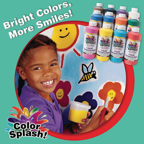 S&S Worldwide Color Splash! Liquid Tempera Bulk Paint, Set of 12 in 11 Bright Colors, 16-oz Easy-Pour Squeeze Bottles, For Arts & Crafts, School, Classroom, Poster Paint, For Kids & Adults, Non-Toxic. S&S Worldwide