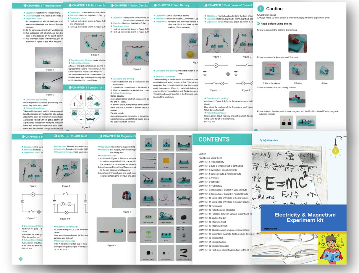 Mysterystone Science Experiment for Kids Electricity and Magnetism Kit for Students Stem Kit Physics Lab Basic Circuit Board Kit for Learning Starter Mysterystone