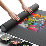 Newverest Jigsaw Puzzle Mat Roll Up, Saver Pad 55” x 35.5” Portable Keeper Up to 3000 Pieces with Non-Slip Rubber Bottom and Polyester Top + 3 Puzzle Sorting Trays, Travel-Friendly Storage Bag Newverest