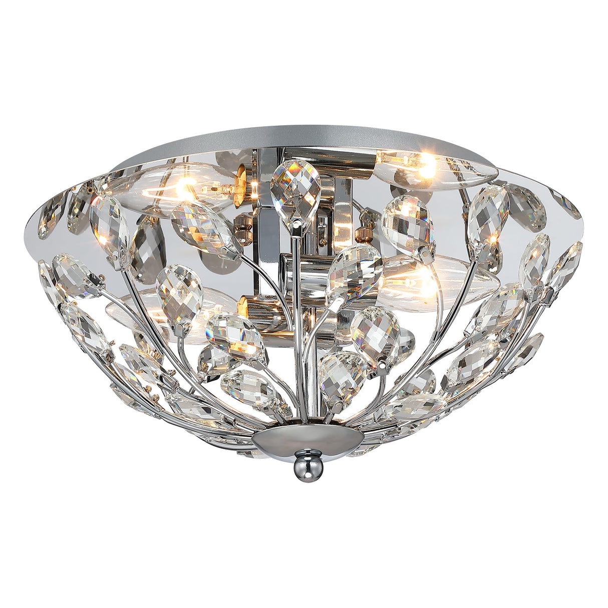 12 Inch Crystal Ceiling Light, Silver Chrome Flush Mount Ceiling Lights, 2-Light Modern Lighting Fixture Ceiling Mount for Living Room, Dining Room, Bedroom, Kitchen, Hallway, Entryway,XDD012-2-CH-1 KLKLCH