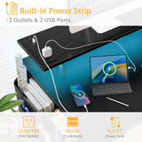 Black Computer Desk with Shelves and Drawers - 47 Inch Home Office Desk with Drawers and Shelves, Small Black Desk with Shelves, Computer Desk with Monitor Stand, RGB Gaming Desk with Power Outlet DLisiting