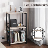 YAKANJ End Table with LED Light,Record Player Stand with Albums Storage,Vinyl Records Storage,Turntable Stand Side Table for Music Room Studio Living Room Bedroom-Greige YAKANJ