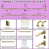 Antique Bronze Disc Curtain Rods, 84-144 Inches Window Curtain Rod,Adjustable Room Darkening Curtain Rod with Aluminum Finials and Brackets,Wrap Around Design Lwiiom