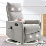 cinkehome Heated Massage Swivel Rocker Recliner Chair Nursery - Small Space Reclining Chair with Lumbar Support, 360° Swivel & Gentle Rocking, Ergonomic High Back Chenille Fabric Beige cinkehome