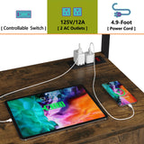 Furniouse Rustic Brown 5-Tier Kitchen Bakers Rack with Power Outlet and Storage Solutions Furniouse