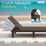 Greesum Outdoor Chaise Lounge Chairs Set of 2 with 5-Position Adjustable Backrest, Waterproof PP Sun Loungers for Garden Pool Beach Patio Deck Sunbathing, Brown Greesum