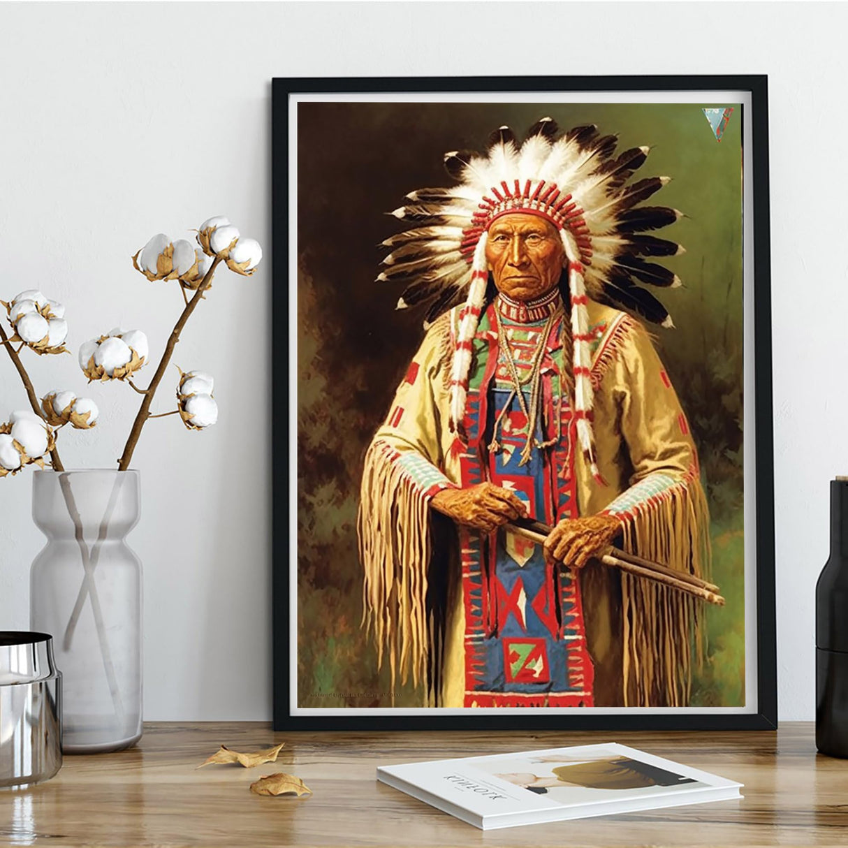 Kaliosy 5D Diamond Art Painting Kits for Adult Indians Tribe by Number Kits, Paint with Diamonds Art Man DIY Full Drill, Crystal Craft Cross Stitch Embroidery Decoration (12x16inch) 30x40cm Kaliosy