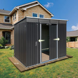 8 x 6 FT Outdoor Storage Shed, Metal Garden Tool Shed with Slooping Roof, Lockable Doors and Aluminum Frames, Easy to Assemble for Garden, Patio, Lawn, Black LINKHOO