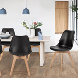 Sweetcrispy Dining Chairs Set of 8, Kitchen Room PU Leather Mid Century Modern Chairs, Upholstered Dining Desk Chairs with Wood Legs for Home Kitchen, Black Sweetcrispy