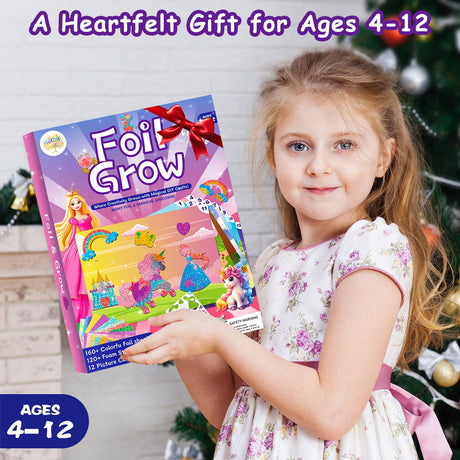 CREATIVETREES Foil Arts and Crafts for Kids – Unicorn and Princess Supplies with Clean Crafting, Mess-Free Coloring, Travel Toys, and Birthday Gifts for Girls Ages 4 5 6 7 8 9-12 CREATIVETREES