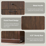 IFBUY Modern Double Tilt-Out Laundry Hamper Cabinet, 20 Gallon Fluted Trash Can Cabinet w/2 Drawers, Wooden Hidden Garbage Can Cabinet w/Laundry Basket, Free Standing for Bathroom and Kitchen, Brown IFBUY