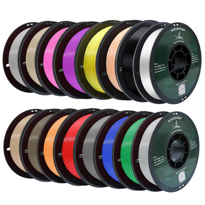 Welcomeget PLA 3D Printer Filament, 16 Rolls, Dimensional Accuracy +/- 0.03 mm, 16kg Spool(35.2lbs), 1.75 mm，Black White Grey Red Green Blue Yellow Purple Silver Transparent Pink Orange Wood  - WoodArtSupply