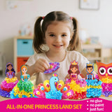 HENUIE DIY Poke Kits Art Craft Activity for Girls Ages 4-8, Mess-Free Fun Princess Set Dress-up, Creative Activity Birthday Gifts for Kids Ages 4 5 6 7 8+ HENUIE