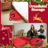 24 Inch RAINFLOW Christmas Wreath Storage Container - Heavy Duty Wreath Storage Bag With Handles Red Thickened Nonwoven Fabric Ideal For Household Organization Halloween Holiday Ornament Storage RAINFLOW