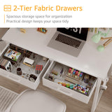 DLisiting White Small Desk with Fabric Drawers - 32 Inch Vanity Desk with Storage Drawer and Bag for Bedroom, Study Writing Table for Small Spaces, White DLisiting