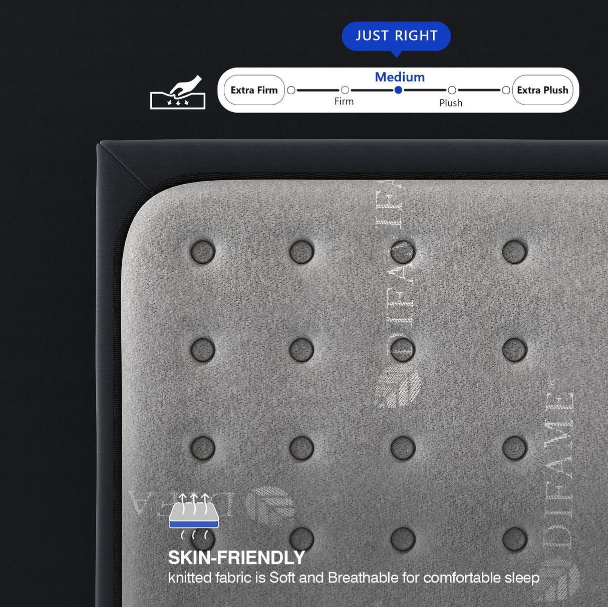 DIFAME Full Size Mattress, 12 Inch Full Hybrid Mattress in a Box with Memory Foam, Upgraded Strengthen Individually Pocket Spring for Motion Isolation, Pressure Relief, Edge Support, Medium Firm DIFAME