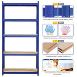 Topeakmart 5-Tier Utility Shelves, Metal Adjustable Garage Shelves Storage Racks Heavy Duty Shed Shelving Unit- Blue, 35.5 x 12 x 71 Inch Topeakmart