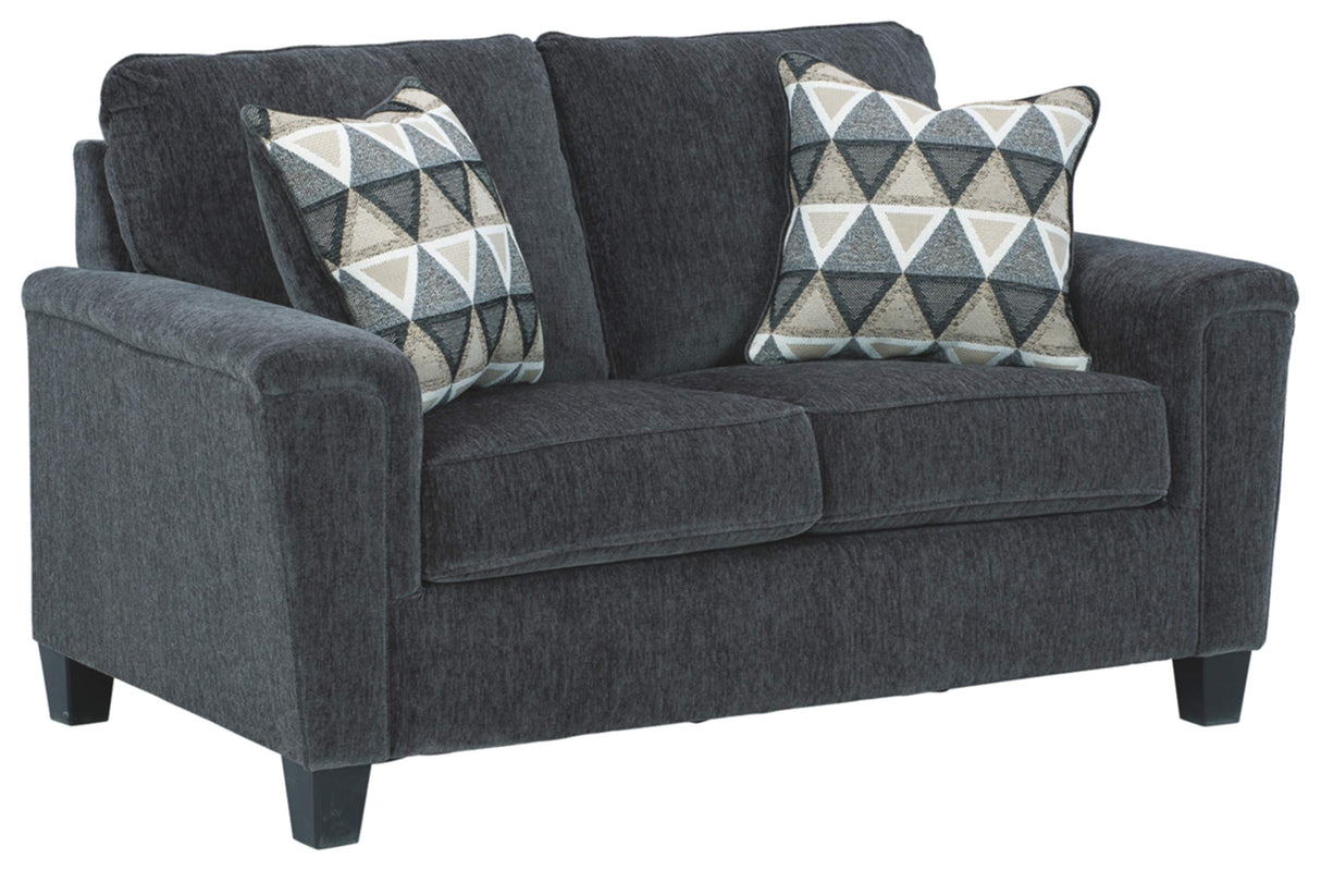 Signature Design by Ashley Abinger Chenille Contemporary Loveseat with 2 Accent Pillows, Dark Gray Signature Design by Ashley