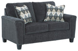 Signature Design by Ashley Abinger Chenille Contemporary Loveseat with 2 Accent Pillows, Dark Gray Signature Design by Ashley
