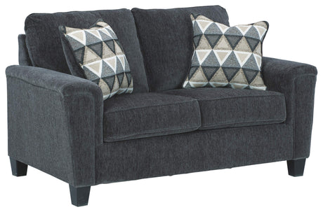 Signature Design by Ashley Abinger Chenille Contemporary Loveseat with 2 Accent Pillows, Dark Gray Signature Design by Ashley