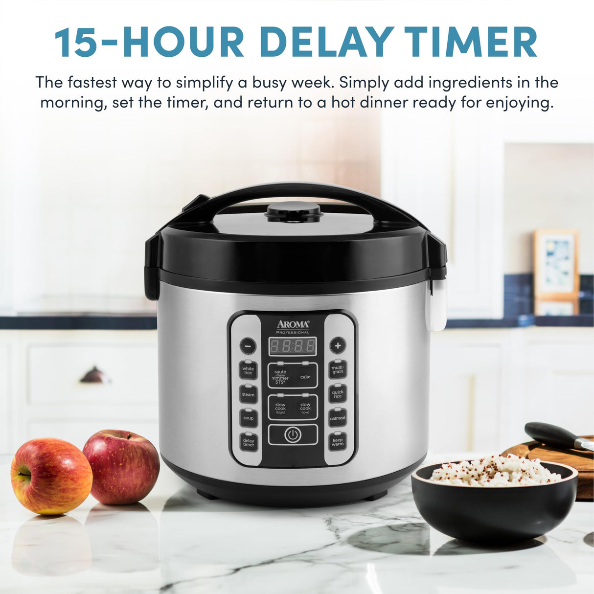 Aroma Housewares AROMA® Professional 20-Cup (Cooked) / 5Qt. Digital Rice Cooker, Steamer, and Slow Cooker Pot with 10 Smart Cooking Modes, Including Sauté-then-Simmer® AROMA