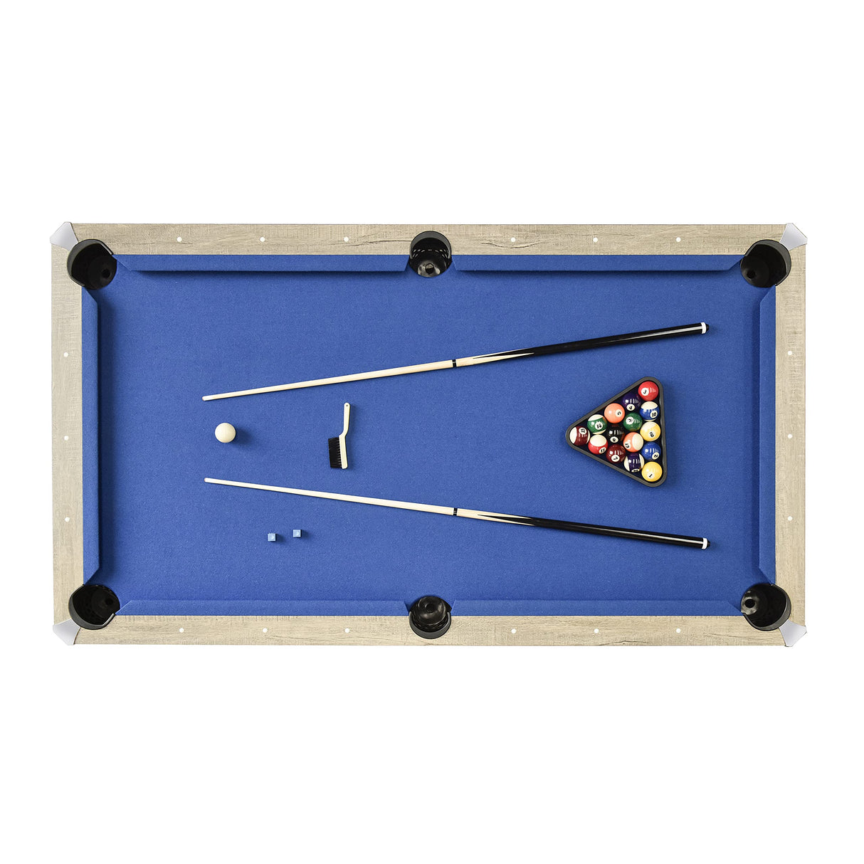 Hathaway Newport 7-ft Pool Table Combo Set with Benches - Rustic Grey with Blue Felt Hathaway