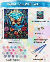 TOCARE Paint by Numbers kit for Adults Flowers Rose Butterfly Paint by Number Canvas, Acrylic Adult Paint by Number Kits Flower 16x20inch TOCARE