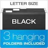 Pendaflex Portable File Box with File Rails, Simple Document Storage, File Bin for Home and Office, Hinged Lid with Double Latch Closure, Black, 3 Black Letter Size Hanging Folders Included (41742AMZ) Pendaflex