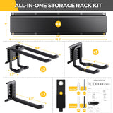 LBT 66" Garage Tool Organizer Wall Mount - 720lbs Garden Tool Organizer with Adjustable Hooks, Heavy Duty Metal Garage Storage Rack, Anti-Rust Shed Rack Holder Hanging Rake Broom Mower Snowboard LBT