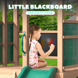 All Spruce Wooden Swing Sets for Backyard for Kids 3-12, Swingset Outdoor for Kids, Outdoor Kids Swing Sets for Backyard with 2 Belt Swings, Slide, Climber, Sandbox Area, Blackboard, Play Deck BUPPLEE