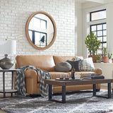 Sawsile Round Decorative Circle Farmhouse Style Mirror - 24inch Rustic Natural Wooden Frame Beads for Bedroom, Bathroom, Living Room or Entryway sawsile