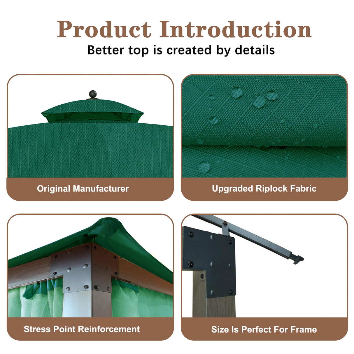 SCOCANOPY Replacement Cover for 10X12 Ft Eagle Brooke Soft Top Gazebo Model A101007600, A101007603, A101007604,(Forest Green) SCOCANOPY