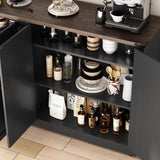 Sideboard Buffet Cabinet with Storage - 65’’ Large Farmhouse Buffet Table Coffee Bar Cabinets, Modern Accent Cabinet with Adjustable Shelf and 4 Doors, for Kitchen, Dining Room, Living Room, Black chartustriable