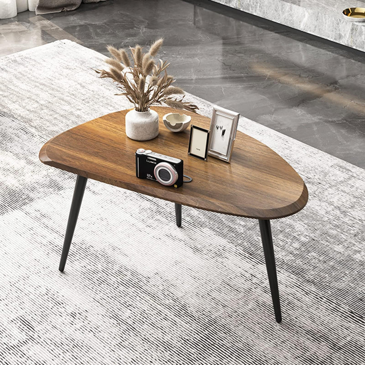 Midcentury Nesting Coffee Table Set of 2, Mid Century Modern Walnut Wood Oval Coffee Tables for Living Room, Compact Coffee Table and Side Table Set for Sofa Bedside Office Balcony or Small Spaces suruim