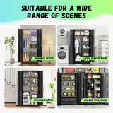 INTERGREAT Wardrobe Cabinets with Locking Doors and Shelves, Clothing Locker 72" X 32" X 16" Storage Cabinets for Home Room,Fire Department, School, Employee,Gym,Government (Black) INTERGREAT