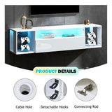 sogesfurniture 55'' Floating TV Stand Wall Mounted with Lights, Floating Entertainment Center with Lights, Modern Media Console with Storage, Wall Mounted LED TV Stand for Living Room sogesfurniture