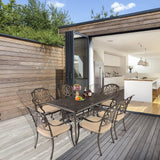 VINGLI Outdoor Dining Chairs Set of 4 with Cushion Aluminum Patio Chairs, Cast Aluminum Patio Furniture Aluminum Outdoor Chairs for Backyard, Poolside, Balcony Bronze (4, Elizabeth Back with Cushion) VINGLI