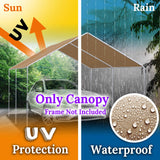 BenefitUSA 10'X20' Carport Canopy Replacement Carport Top Cover for Garage Shelter, w/Ball Bungees, Cover ONLY (Tan) BenefitUSA