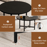 FURMORENE Coffee Table, 23.6" Small Coffee Tables, Black Round Coffee Tables for Living Room, Floor Table for Sitting on The Floor, Center Coffee Table with Metal Frame for Office Apartment Home FURMORENE