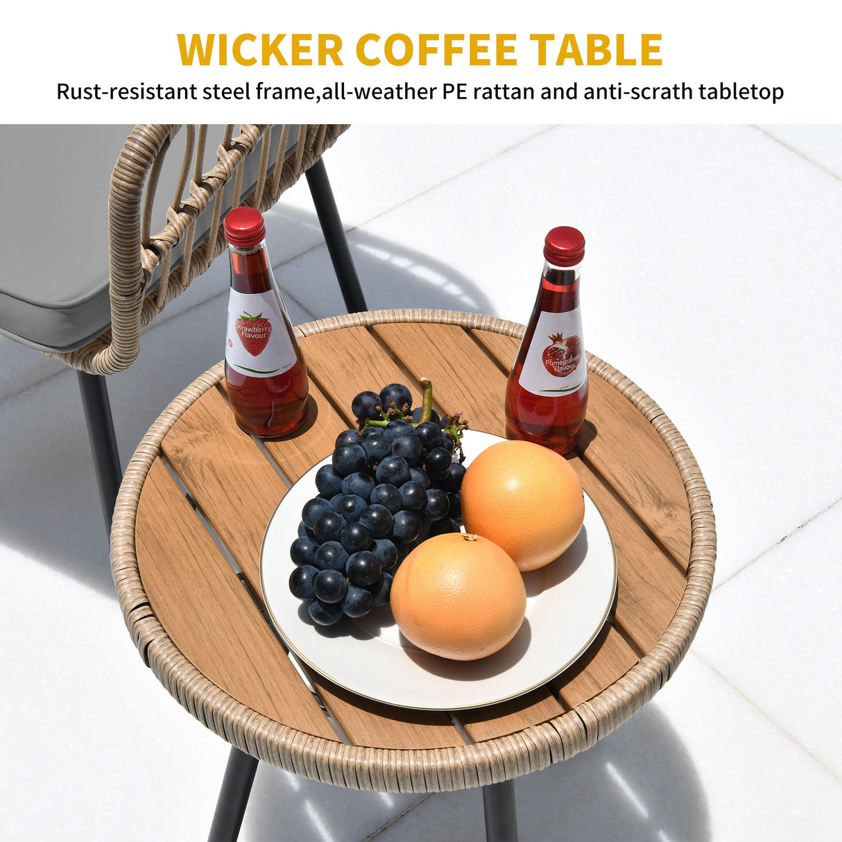 DWVO 4 Pieces Patio Furniture Set, Outdoor Wicker Bistro Set, All-Weather Rattan Conversation Set with Loveseat Chairs Table Soft Cushions for Backyard, Pool, Deck, Garden (Grey) DWVO