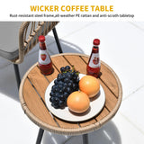 DWVO 4 Pieces Patio Furniture Set, Outdoor Wicker Bistro Set, All-Weather Rattan Conversation Set with Loveseat Chairs Table Soft Cushions for Backyard, Pool, Deck, Garden (Grey) DWVO