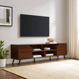 Walker Edison Nora Modern Minimal Open-Shelf Stand for TVs up to 80 Inches, 70 Inch, Dark Walnut Walker Edison