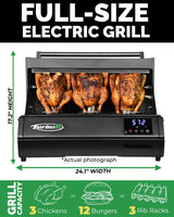 Turbo E Outdoor Electric Grill by PLUGNGRILL - High-Power 1700W Infrared Grill Technology - 24-Inch Smart BBQ Grill with Probe & Digital Display for Precise Cooking & Searing PLUGNGRILL