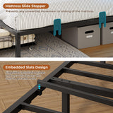 DICTAC Twin Size Corner Bed Frame with 2 Storage Drawers and Led Lights Metal Platform Bed Frame with Charging Station Modern Twin Daybed Frame for Living Room, Bedroom and Guest Room, Black&Gray DICTAC