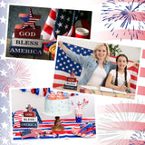 Huquary 4 Pcs Farmhouse 4th of July Patriotic Table Sign Independence Day Table Wood Decorations Patriotic Themed Rustic Farmhouse Wood Block Sign for Party Home Desk (Flag) Huquary